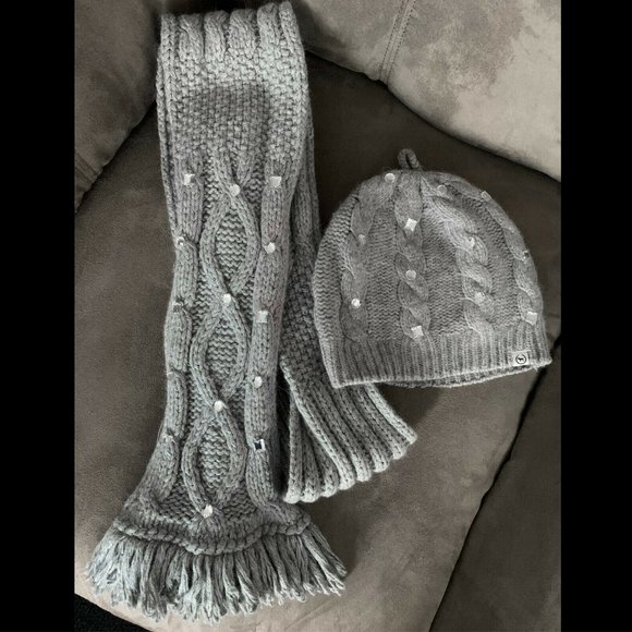 Victoria's Secret PINK Gray Jeweled Scarf and Hat